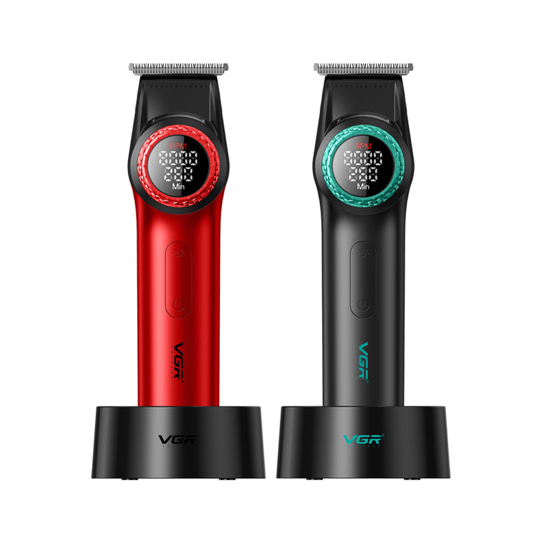 V- 977 Professional Hair Trimmer for Men, 8000 RPM T-Blade Trimmer, Wireless Barber Trimmer with Zero Level, Rechargeable Edge Hairdressers with LED Display (red)