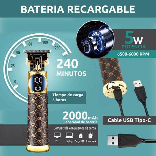 Professional Trimmer - Ceramic and Carbon Steel Blades, 2000mAh Battery, LED Display, Turbo Speed, USB-C Charging, Corded and Cordless VGR-942 Hair Clipper