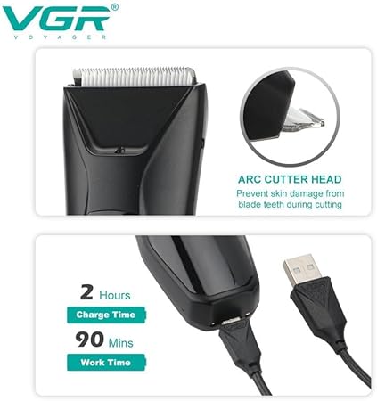 ماكينة حلاقة شعر الجسم VGR V-938 للرجال - ماكينة حلاقة شعر الكرات للرجال، ماكينة حلاقة شعر العانة مع 4 أمشاط تشذيب، ماكينة حلاقة شعر العانة المقاومة للماء مع قاعدة شحن لاسلكية وجهاز تشذيب الجسم مع كشاف LED وقفل للسفر