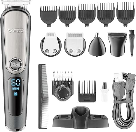 VGR V-105 5-in-1, Face, Hair and Body - Multi Grooming Kit, Hair Trimmer, Beard Trimmer, Ear & Nose Trimmer, Head Shaver Full Body Grooming Kit, Fully Washable IPX6 Waterproof, Runtime: 60 minutes