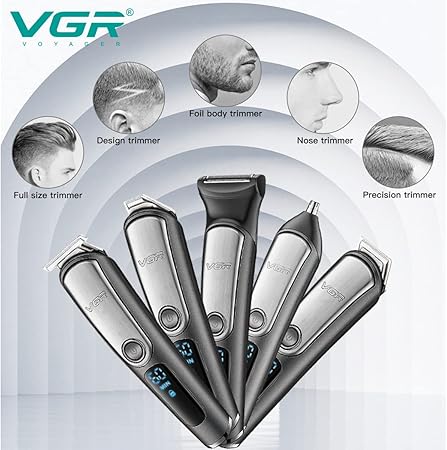 VGR V-105 5-in-1, Face, Hair and Body - Multi Grooming Kit, Hair Trimmer, Beard Trimmer, Ear & Nose Trimmer, Head Shaver Full Body Grooming Kit, Fully Washable IPX6 Waterproof, Runtime: 60 minutes