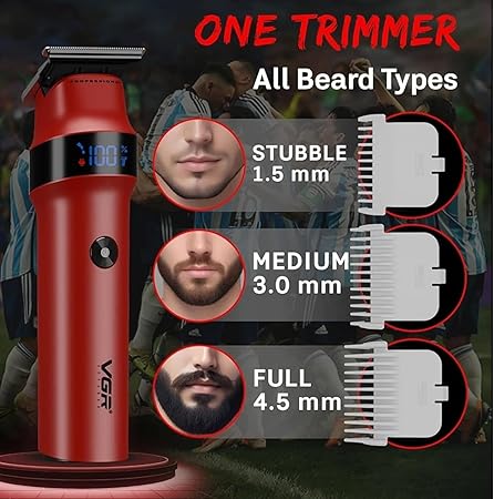 vgr V-987 Professional Rechargeable Hair Trimmer with Stainless Steel Head Cordless Trimmer with Control Combs for Men or Family Powered by Rechargeable Lithium-Ion Battery