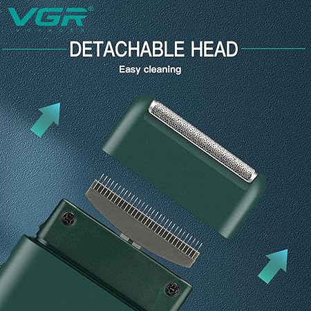 VGR V-390 Professional Electric Ultra Thin Shaver Rechargeable Razor for Face Care Beard Trimmer Reciprocating Blade with USB Travel Shaver, Men's Electric Razor, Electric Shaver - Green