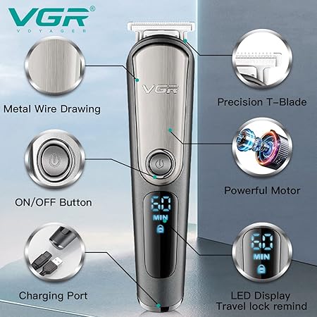 VGR V-105 5-in-1, Face, Hair and Body - Multi Grooming Kit, Hair Trimmer, Beard Trimmer, Ear & Nose Trimmer, Head Shaver Full Body Grooming Kit, Fully Washable IPX6 Waterproof, Runtime: 60 minutes
