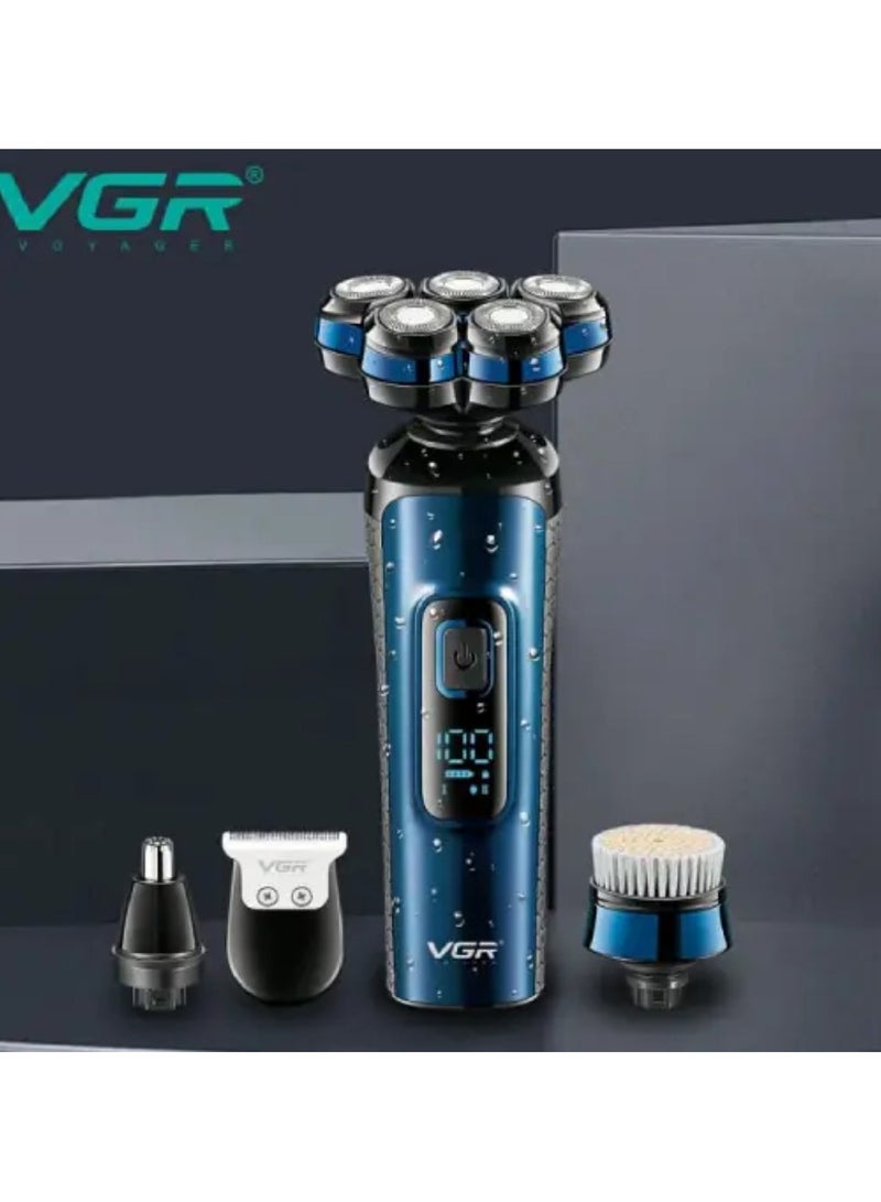 Electric Shaver, 4 In 1, Rechargeable, LED Display, Blue, V-386
