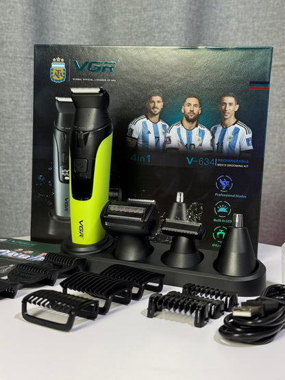 VGR V-634 4-in-1 Full Body Grooming Kit | Rechargeable Men’s Body Trimmer & Shaver