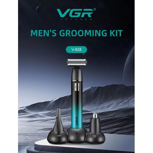 VGR V-628 Hair Clipper And Complete Grooming Kit – 3 In 1 For Body, Ear, Nose, And Bikini, Smart, USB.