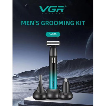 VGR V-628 Hair Clipper And Complete Grooming Kit – 3 In 1 For Body, Ear, Nose, And Bikini, Smart, USB.
