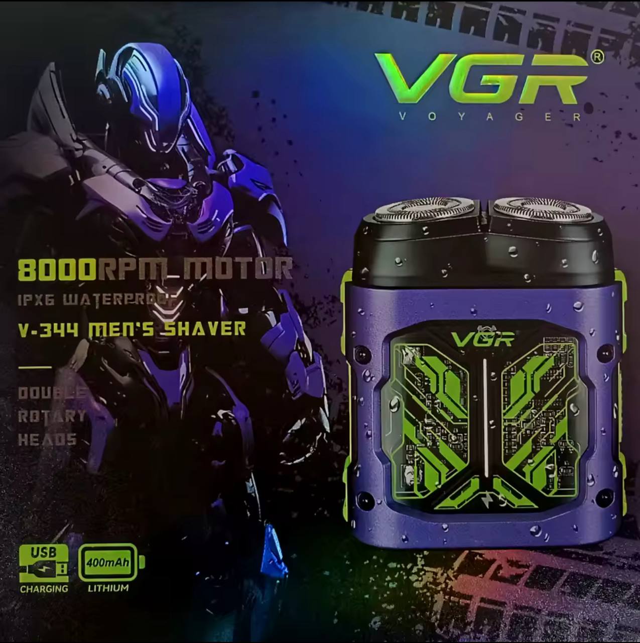 Professional Magnetic Head Electric Face Shaver Portable Beard Trimmer IPX6 Mini Shaver for Men V-344