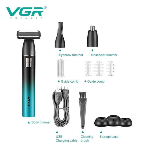 VGR V-628 Hair Clipper And Complete Grooming Kit – 3 In 1 For Body, Ear, Nose, And Bikini, Smart, USB.