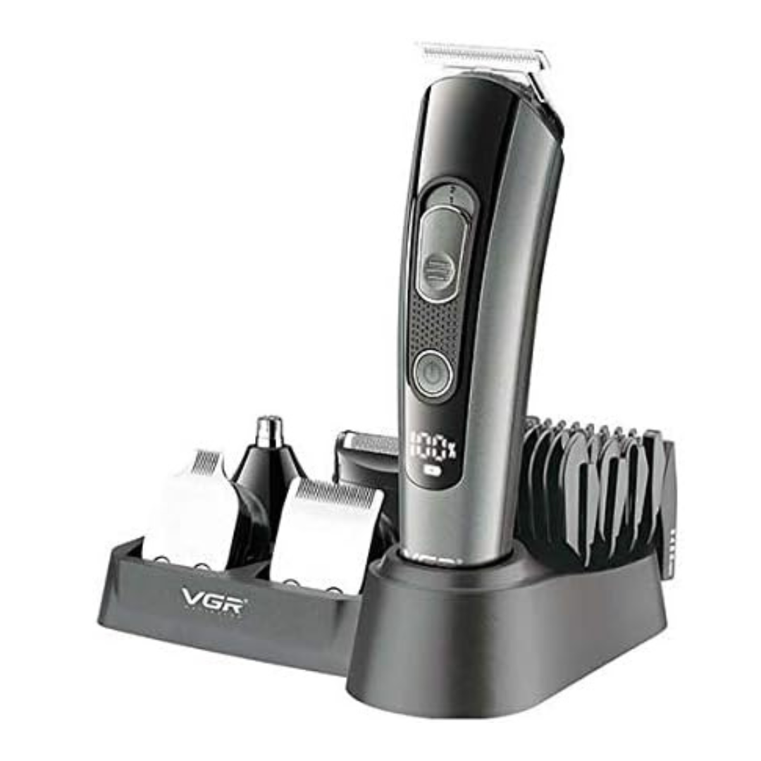 VGR V175 Professional Cord Cordless Grooming Kit with 5 Guide Combs Runtime 150 min Trimmer for Men, Black, Standard,1 count