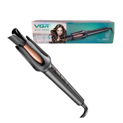 V-581 Professional Automatic Hair Curler- featuring automatic curling technology, ceramic coating, and multiple heat settings (130°C-210°C), ready to use in just 60 seconds.