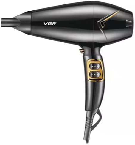 VGR V-423 Professional Salon Series Hair Dryer 1800-2200W DC Motor 3 Heat Setting Independent Cool Shot Styling Comb Nozzle Overheating Protection with Turbo Function & 2 Speed Setting