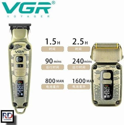 VGR V-641 Cordless Shaver: Professional Shaving, USB Fast Charge, Wet & Dry, Modern Style, Gold