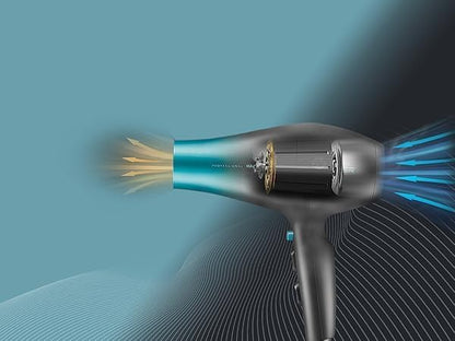 VGR V-455 Professional Hair Dryer with 2400W AC Motor, 3 Heat Settings, 2 Speed Settings, Cool Shot Button, Black and Blue, Dual Concentrator Nozzles