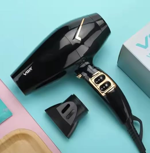 VGR V-423 Professional Salon Series Hair Dryer 1800-2200W DC Motor 3 Heat Setting Independent Cool Shot Styling Comb Nozzle Overheating Protection with Turbo Function & 2 Speed Setting
