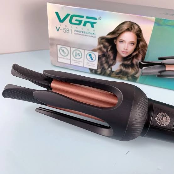 V-581 Professional Automatic Hair Curler- featuring automatic curling technology, ceramic coating, and multiple heat settings (130°C-210°C), ready to use in just 60 seconds.