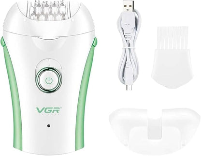 VGR V-705 Compact Professional Cordless Women Epilator for different body areas for gentle hair removal at home Wet & Dry use 120 minutes Runtime 32 Tweezers system & 2 speed settings