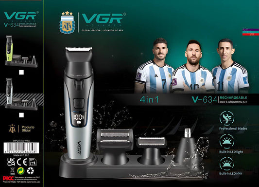 VGR V-634 4-in-1 Full Body Grooming Kit | Rechargeable Men’s Body Trimmer & Shaver