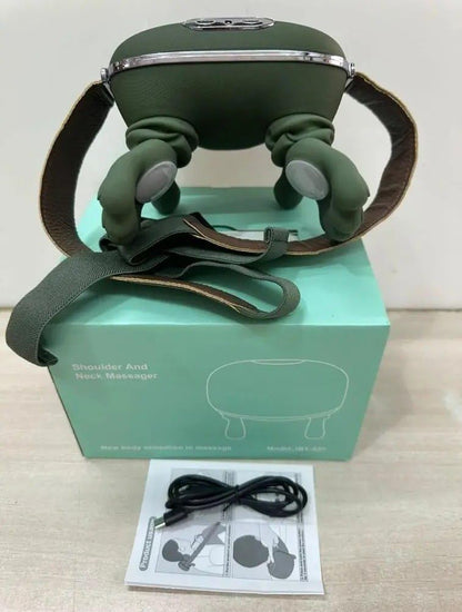 Rechargeable Neck and Shoulder Massager with Heat - 4D Bionic Kneading Massage Pillow for Cervical Pain Relief - Cordless Deep Tissue Electric Massager Machine with Adjustable Straps