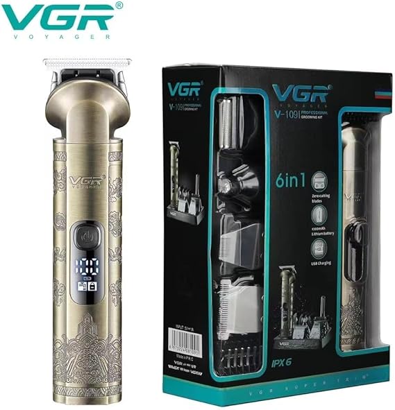 Vgr V-109 Waterproof Ipx6 6 In 1 Professional Set Hair Beard Trimmer Clipper Shaver Nose Trimmer Mesin Gunting Rambut