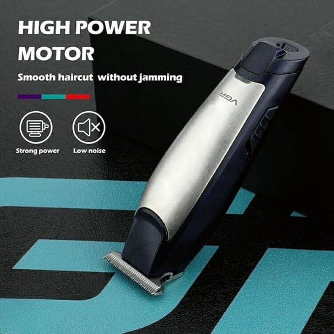VGR V-212 Professional Razor, 3 Guide Combs, USB Charging, 80 Minutes Run, Silver and Navy
