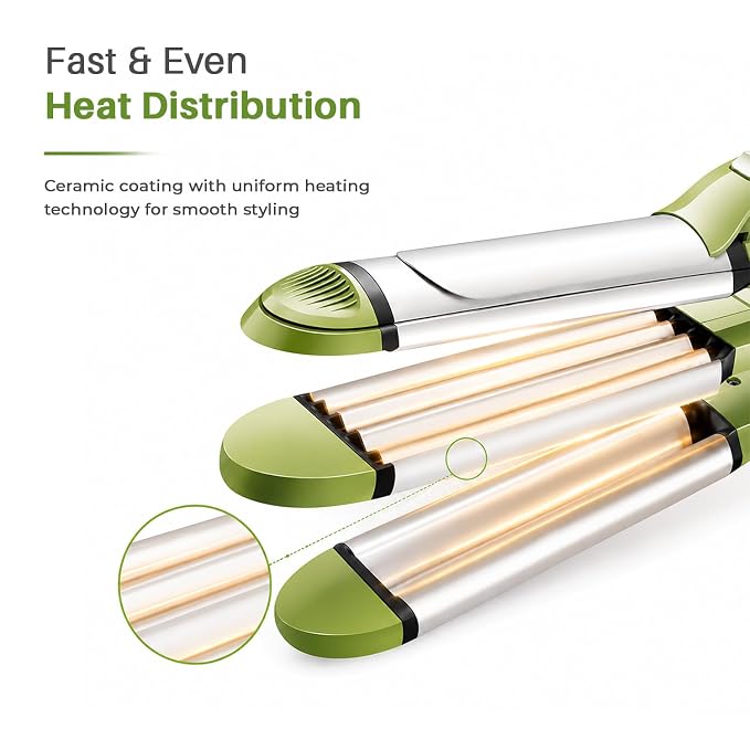 VGR V-569  4-in-1 Hair Styler - Hair Straightener, Curler, Crimper, and Waving Tool with Ceramic Coating Plates & Adjustable Heat Settings  Uniform Heat Technology .