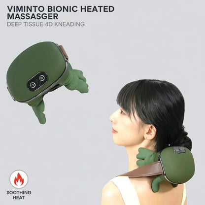 Rechargeable Neck and Shoulder Massager with Heat - 4D Bionic Kneading Massage Pillow for Cervical Pain Relief - Cordless Deep Tissue Electric Massager Machine with Adjustable Straps