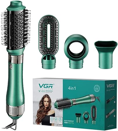 Vgr V-493 Professional 4In1 Hot Air Styler With Ceramic Coating & Overheating Protection Technology (High Power Of 1000 Watts, Green)