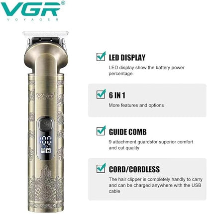 Vgr V-109 Waterproof Ipx6 6 In 1 Professional Set Hair Beard Trimmer Clipper Shaver Nose Trimmer Mesin Gunting Rambut