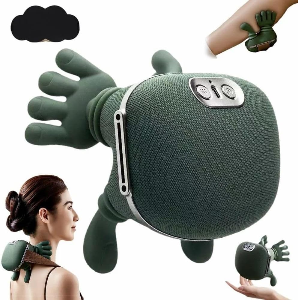 Rechargeable Neck and Shoulder Massager with Heat - 4D Bionic Kneading Massage Pillow for Cervical Pain Relief - Cordless Deep Tissue Electric Massager Machine with Adjustable Straps