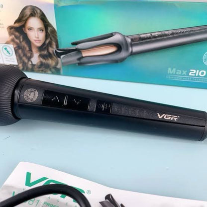 V-581 Professional Automatic Hair Curler- featuring automatic curling technology, ceramic coating, and multiple heat settings (130°C-210°C), ready to use in just 60 seconds.