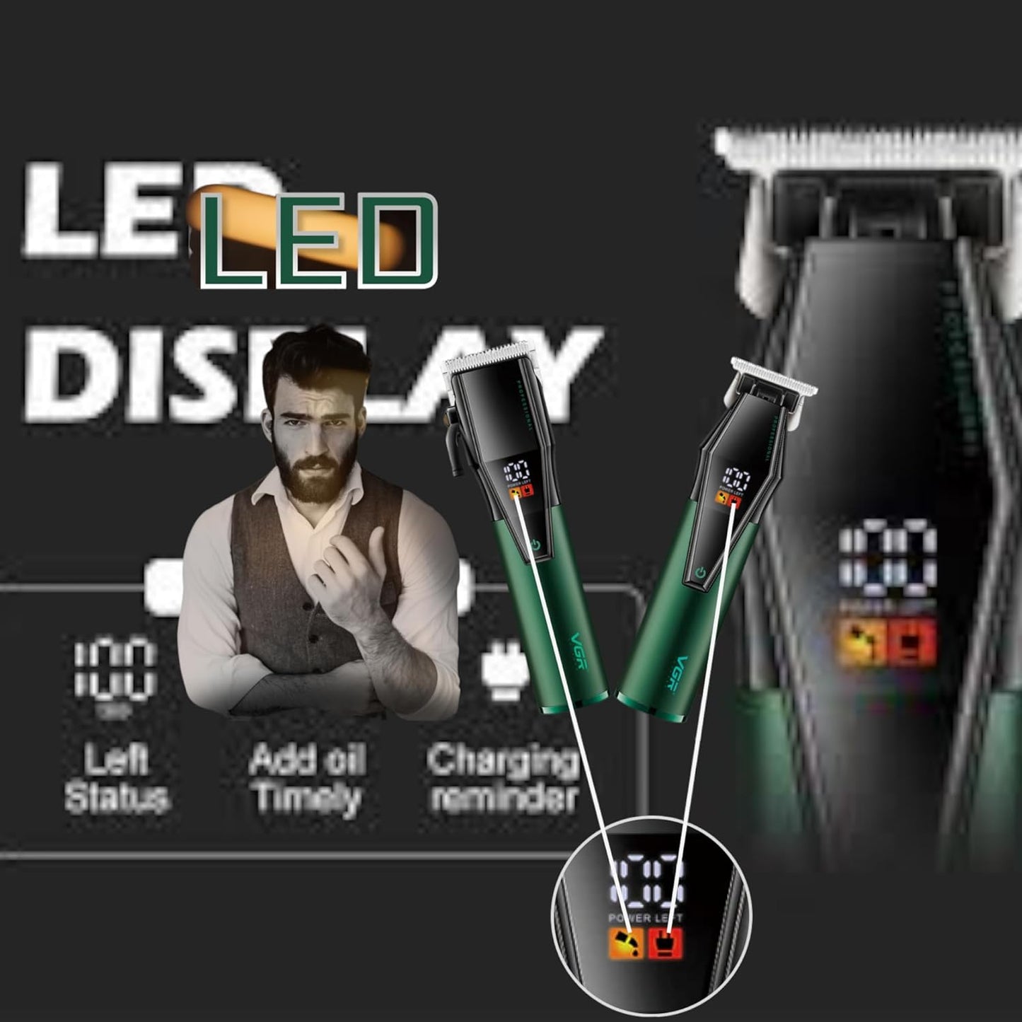 VGR V-677 Hair Clipper – Pro Rechargeable Trimmer for Men & Barbers