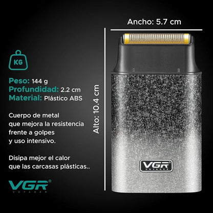 VGR V-326 Portable Electric Foil Shaver, USB Rechargeable, 600 mAh, 80 Min Runtime, for Skin Fades and Edge Contouring.