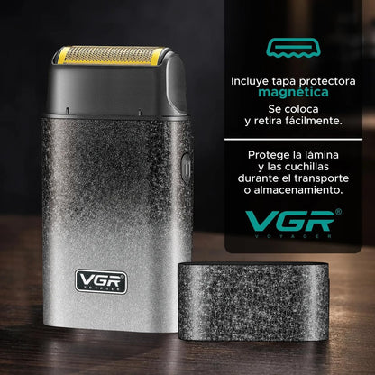 VGR V-326 Portable Electric Foil Shaver, USB Rechargeable, 600 mAh, 80 Min Runtime, for Skin Fades and Edge Contouring.