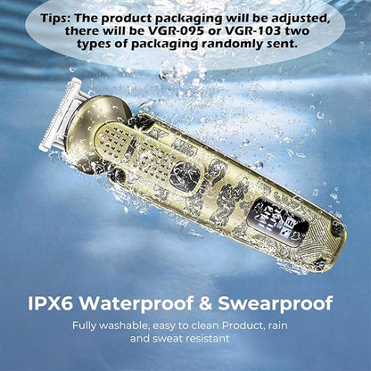 VGR 095 Beard Trimmer for Men, 7 in 1 Waterproof Cordless Hair Trimmer and Trimmer, Electric Shavers with T-Blade, Grooming Kit for Nose Body Ear Mustache