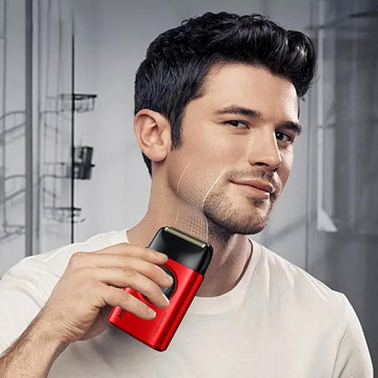 VGR 377 Foil Shaver for Men, Electric Razor for Shaving Face with Double Foil, 21-Speed 9000 RPM Motor Bald Shavers LED Display Titanium Foils, Barber Supplies (Red), Men's Gifts