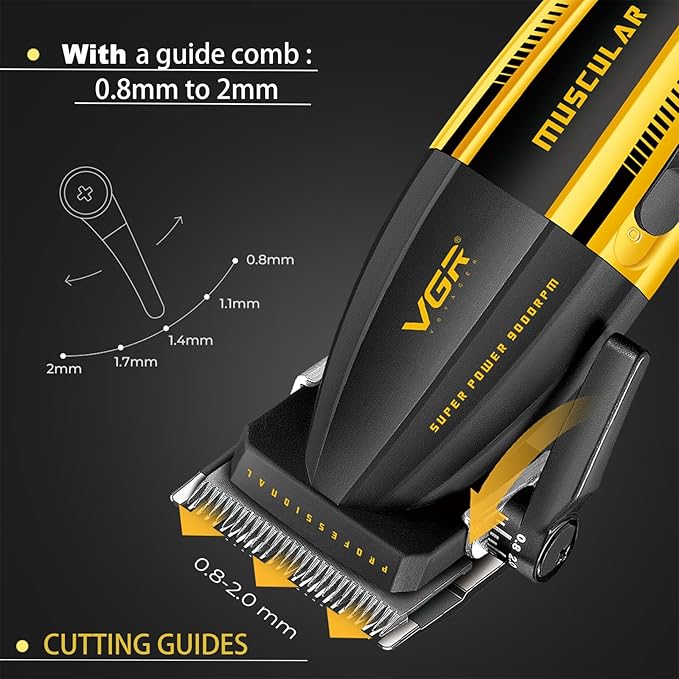 VGR 285 Fresh Fade Hair Clippers for Men, 9000RPM Professional Barber Clippers for Hair Cutting, Cordless Small Hair Trimmer Lightweight Versatile Barber Kit with 6 Magnetic Guide Combs, LED Display