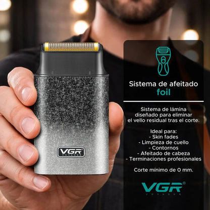 VGR V-326 Portable Electric Foil Shaver, USB Rechargeable, 600 mAh, 80 Min Runtime, for Skin Fades and Edge Contouring.