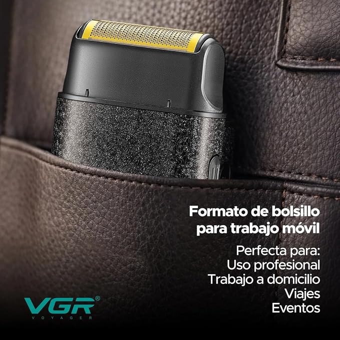 VGR V-326 Portable Electric Foil Shaver, USB Rechargeable, 600 mAh, 80 Min Runtime, for Skin Fades and Edge Contouring.