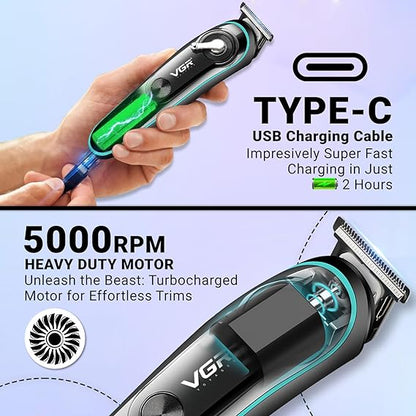 VGR V-075 Limited Edition Professional Hair Trimmer with LED Display, 4 Guide Combs for Men (3,6,9,12 mm, Color- Black)