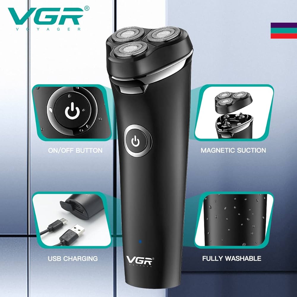 Premium Waterproof Electric Shaver with 3-Head Precision