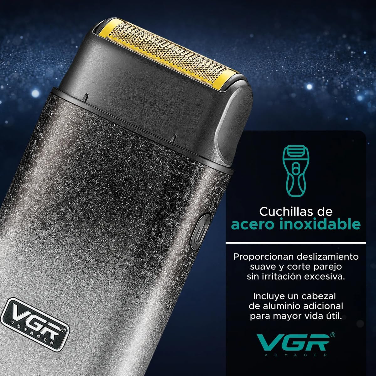 VGR V-326 Portable Electric Foil Shaver, USB Rechargeable, 600 mAh, 80 Min Runtime, for Skin Fades and Edge Contouring.