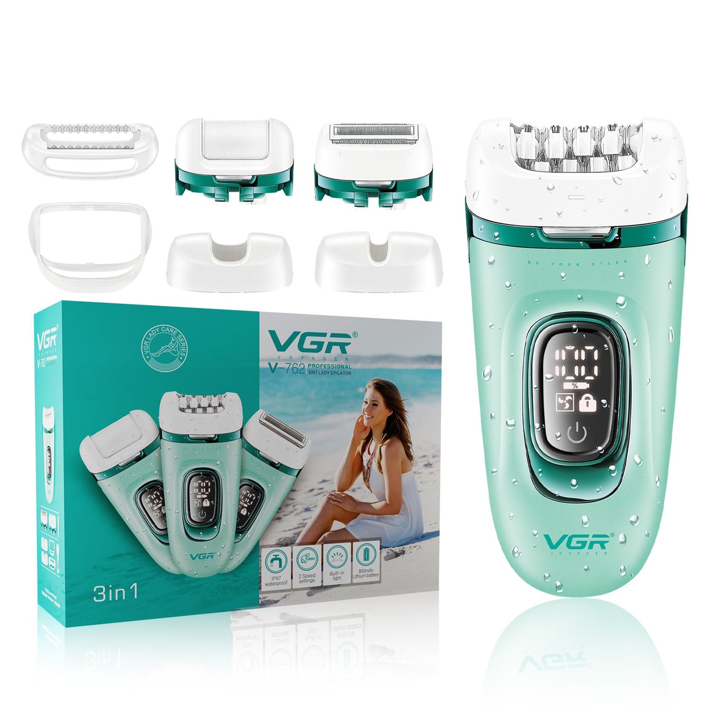 VGR V-762 Professional 3-IN-1 Lady Epilator for Women