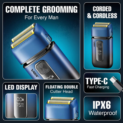 V-362 Electric Trimmer, Beard & Hair Trimmer, Professional Performance and Ergonomic Design, Combining Sharp Blades and Multiple Length Settings