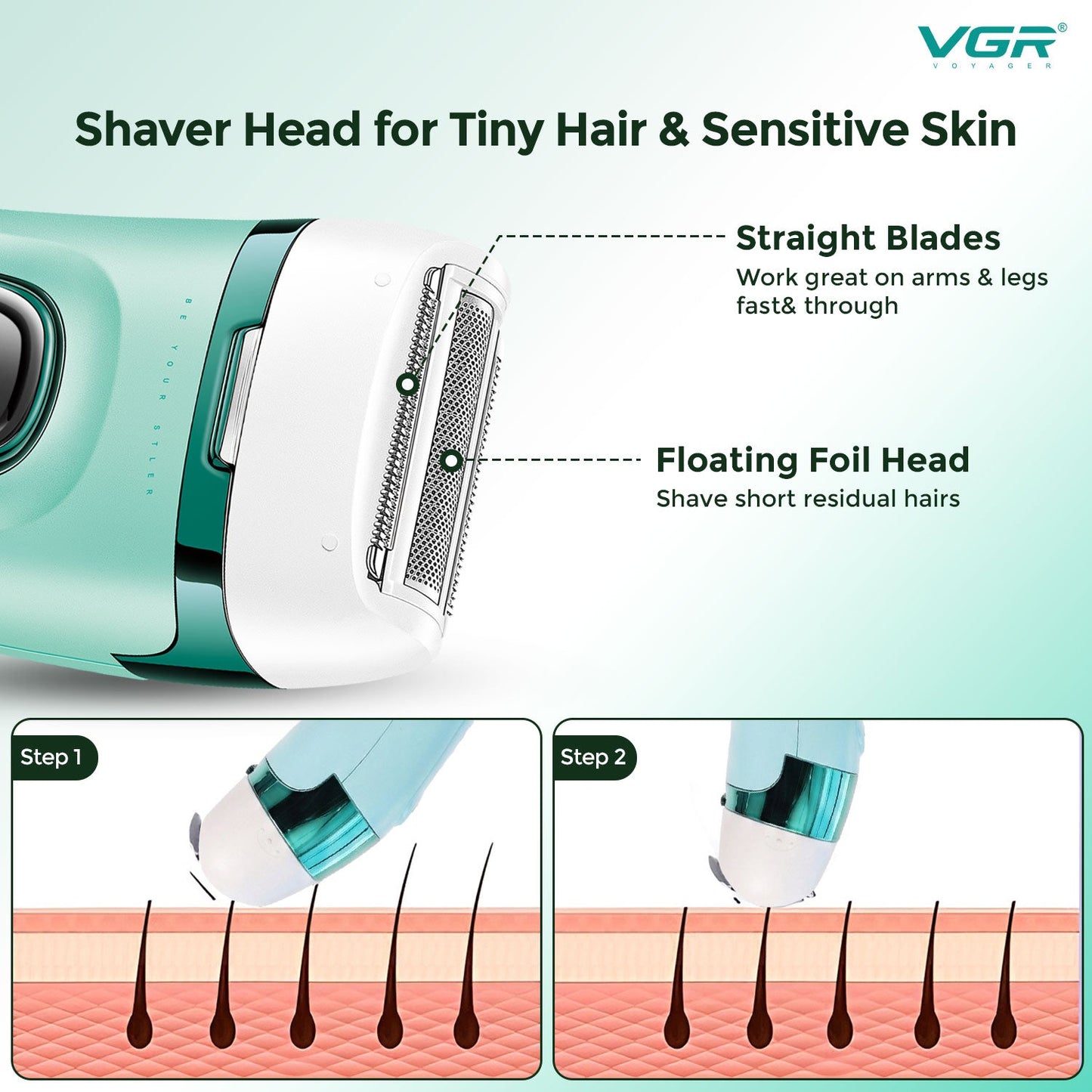 VGR V-762 Professional 3-IN-1 Lady Epilator for Women