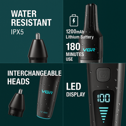 VGR V-603 Professional Nose & Body Trimmer for Men, Black