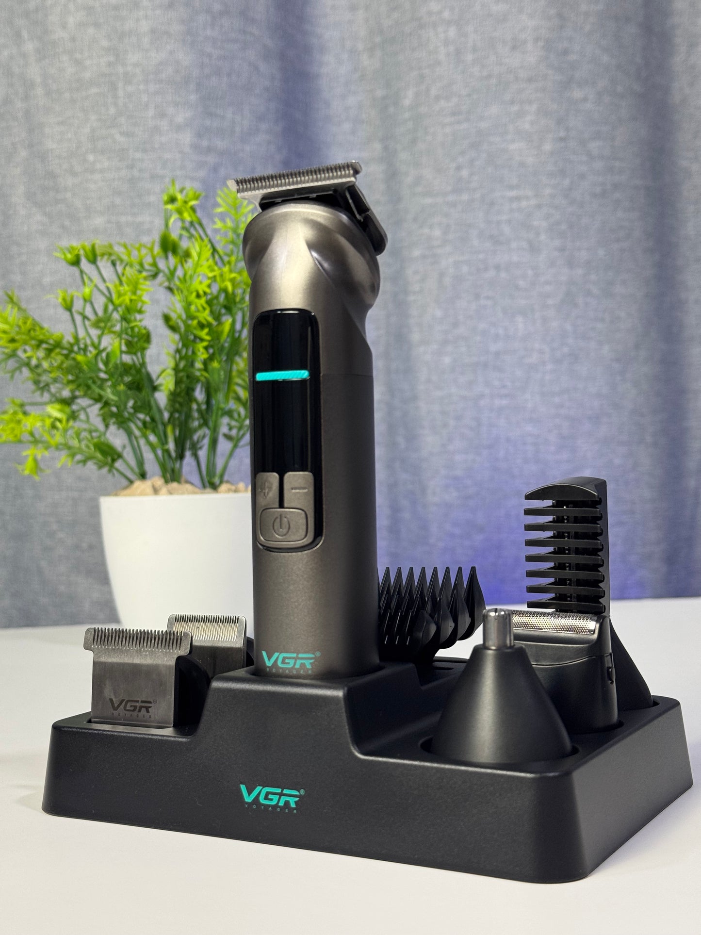 V-096IPX7 Professional Hair Trimmer Kit, 14-in-1 Waterproof Grooming Set with Metal Design, 150-Min Runtime, 7000 RPM Motor, Digital Display, USB Charging, Stand