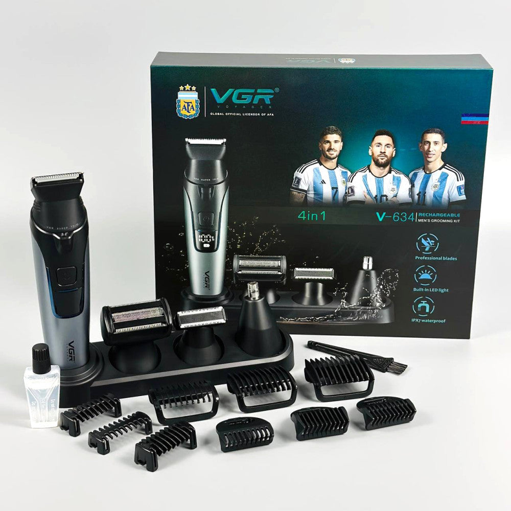 VGR V-634 4-in-1 Full Body Grooming Kit | Rechargeable Men’s Body Trimmer & Shaver