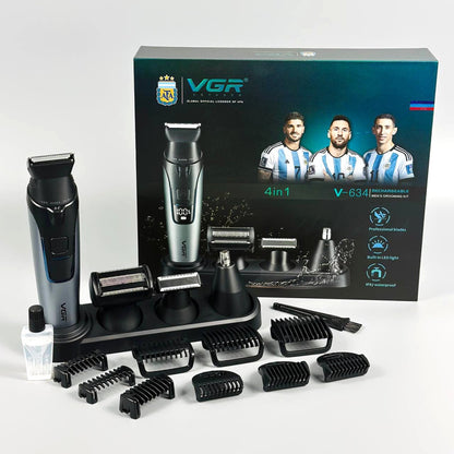 VGR V-634 4-in-1 Full Body Grooming Kit | Rechargeable Men’s Body Trimmer & Shaver